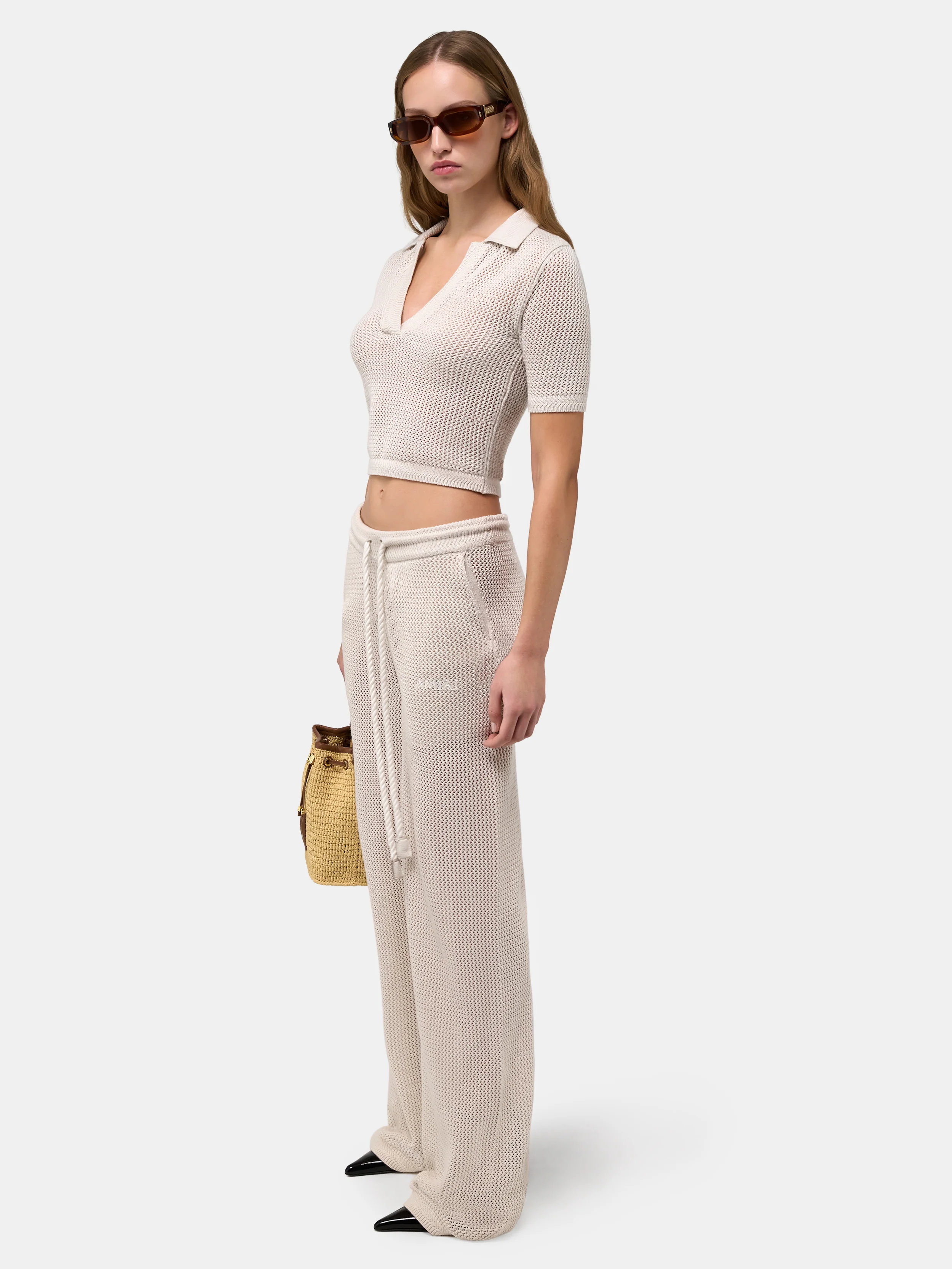 WOMEN - WOMEN'S AMIRI CROCHET MESH PANT - -Alabaster - Image 3