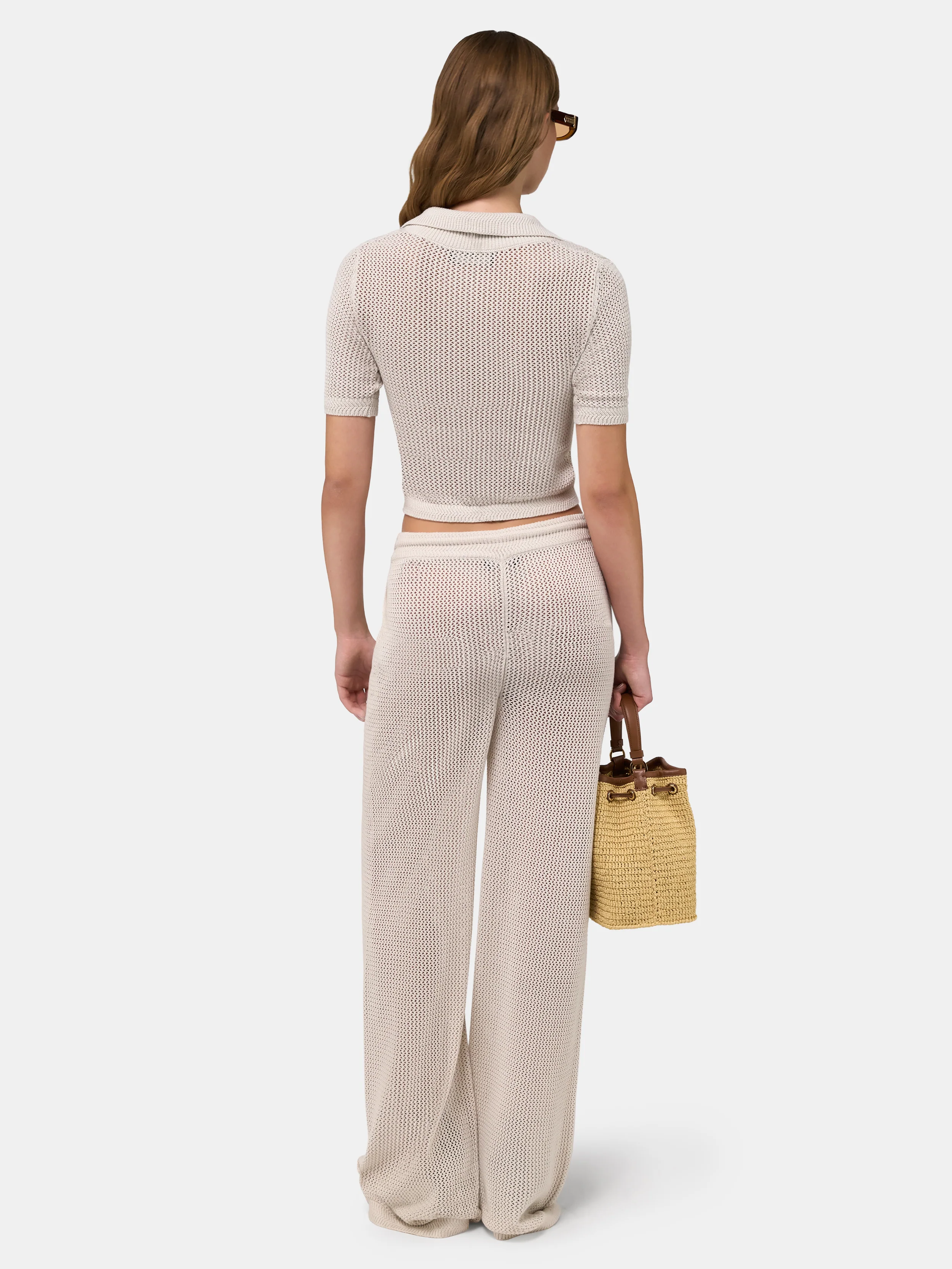 WOMEN - WOMEN'S AMIRI CROCHET MESH POLO - Alabaster - Image 4