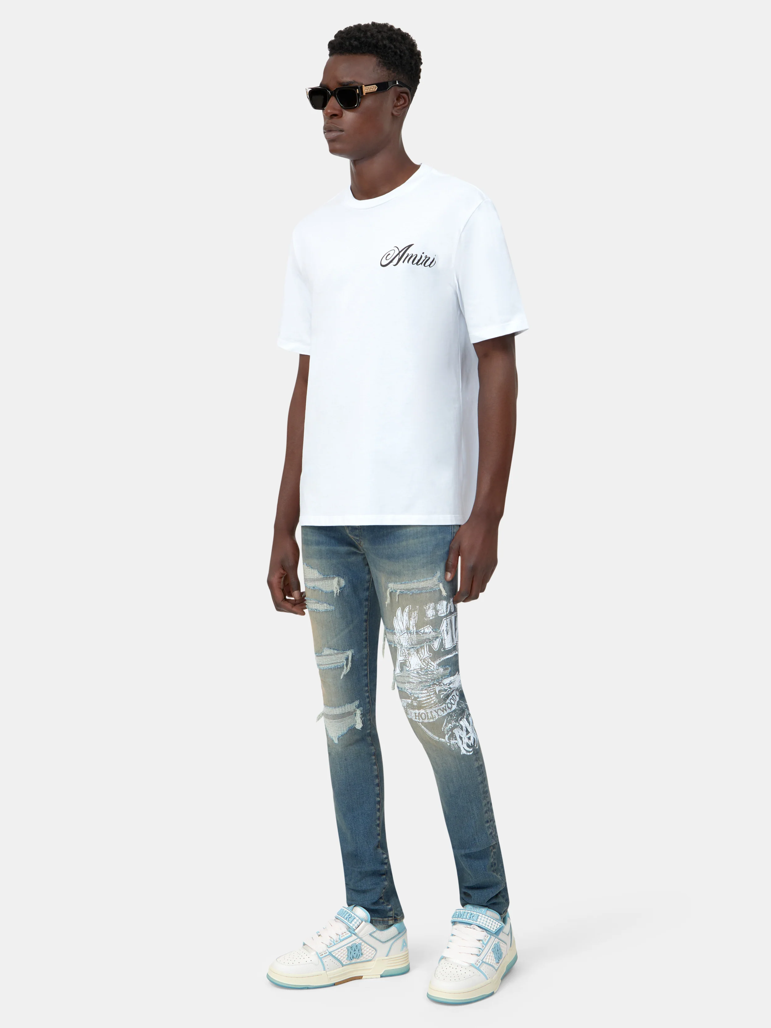 AMIRI EAGLE REPAIR SKINNY JEAN - Driftwood Blue - Image 3