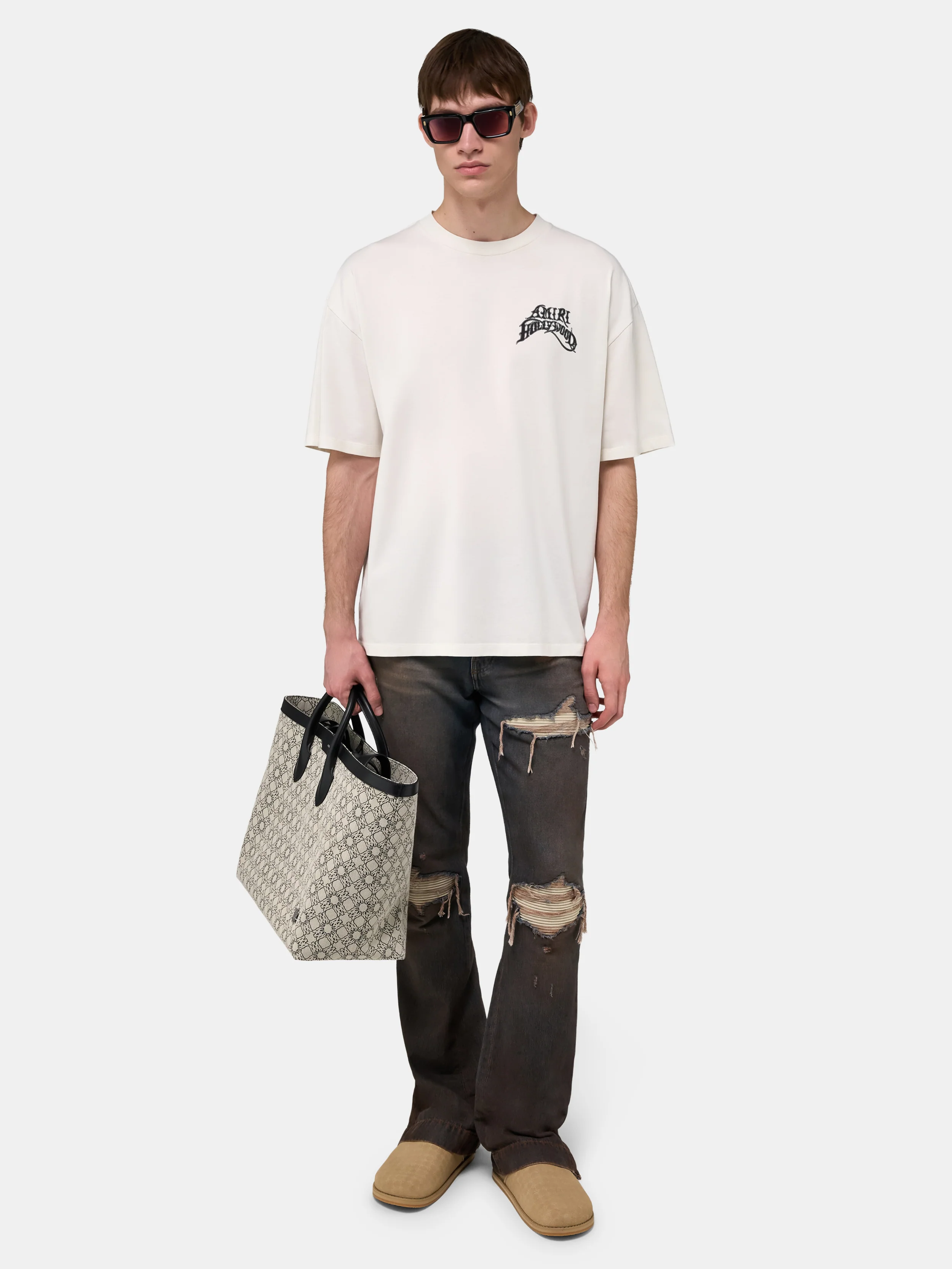 AMIRI HOLLYWOOD LIGHTWEIGHT JERSEY SKATE TEE - Ivory - Image 2
