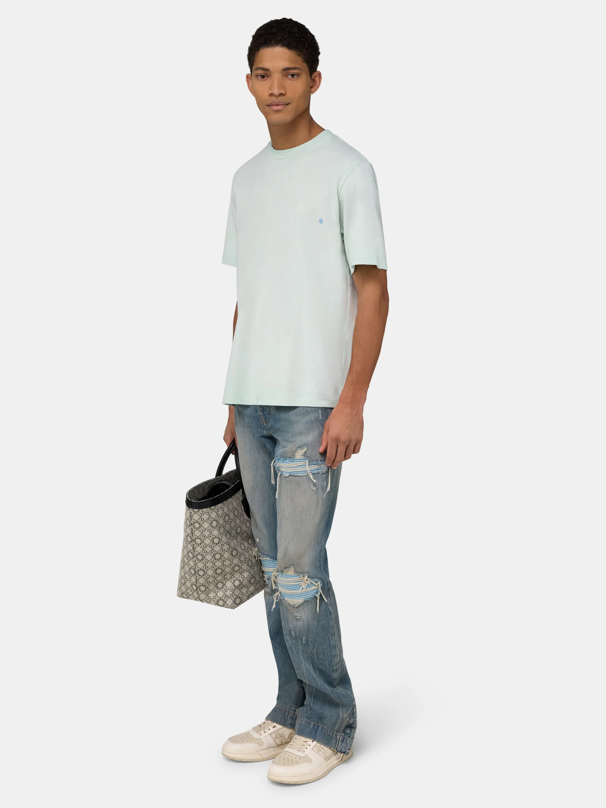 AMIRI QUALITY GOODS LABEL TEE - Powder Teal - Image 3