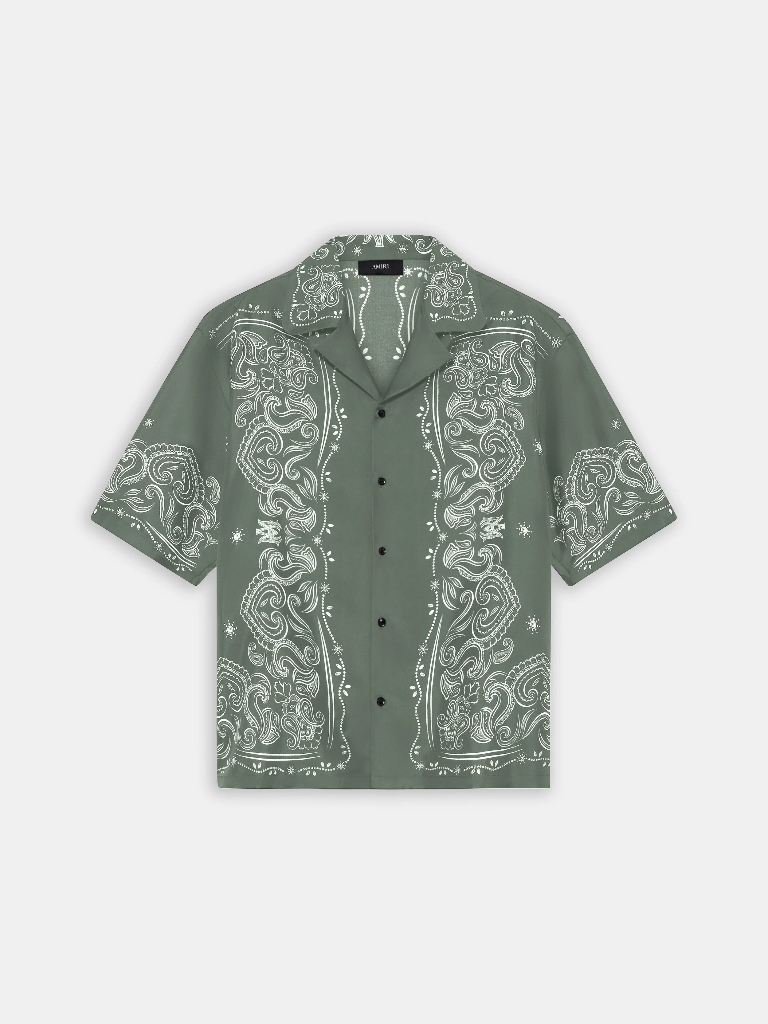 BANDANA PAINT OVERSIZED BOWLING SHIRT - Dark Sage
