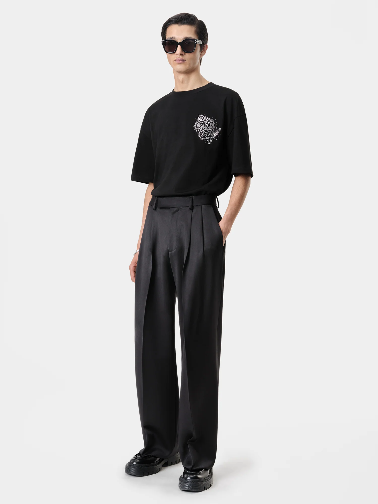 DOUBLE PLEATED PANT - Black - Image 2