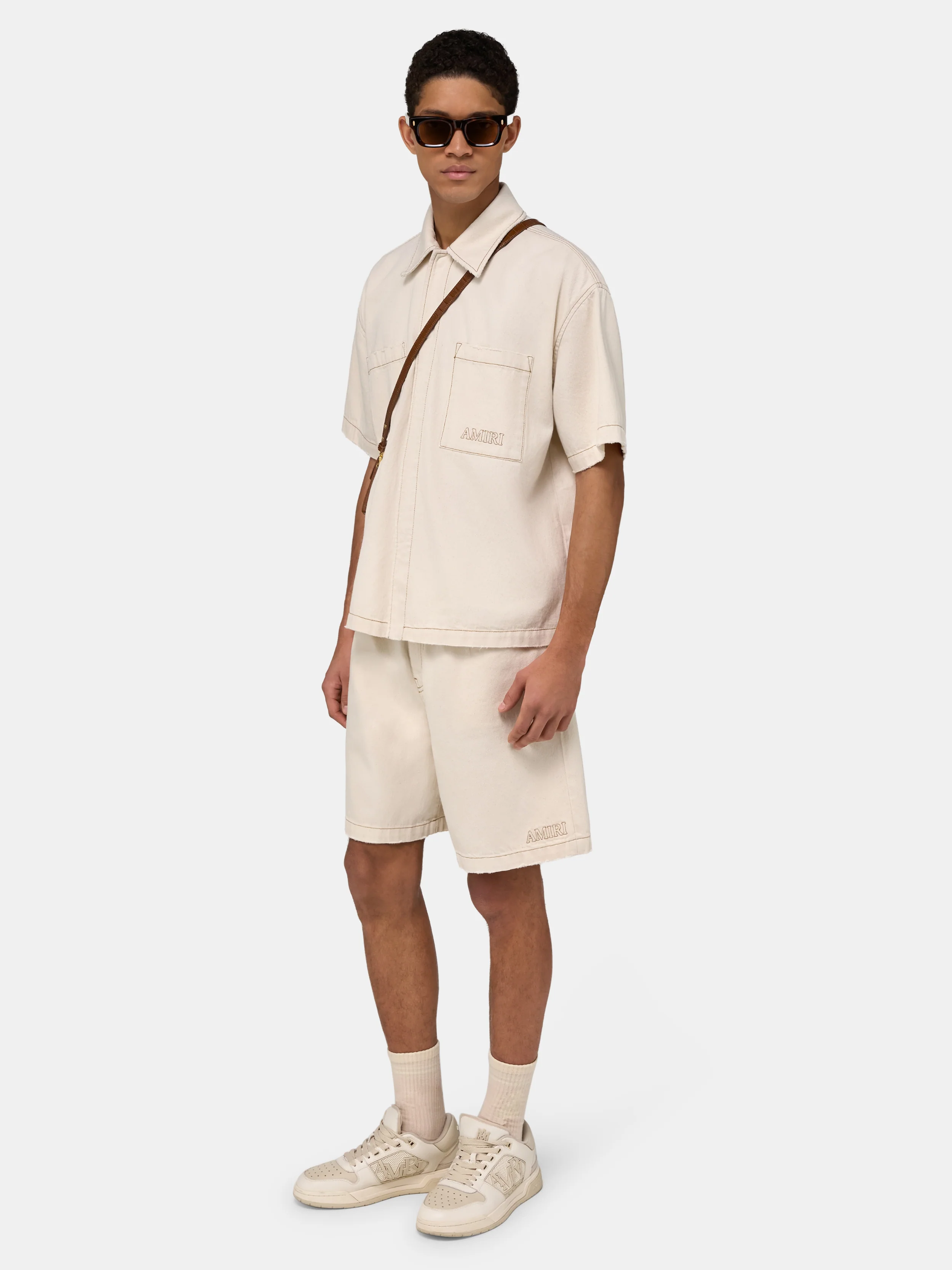 DRAWSTRING DENIM SHORT - Ecru - Image 3