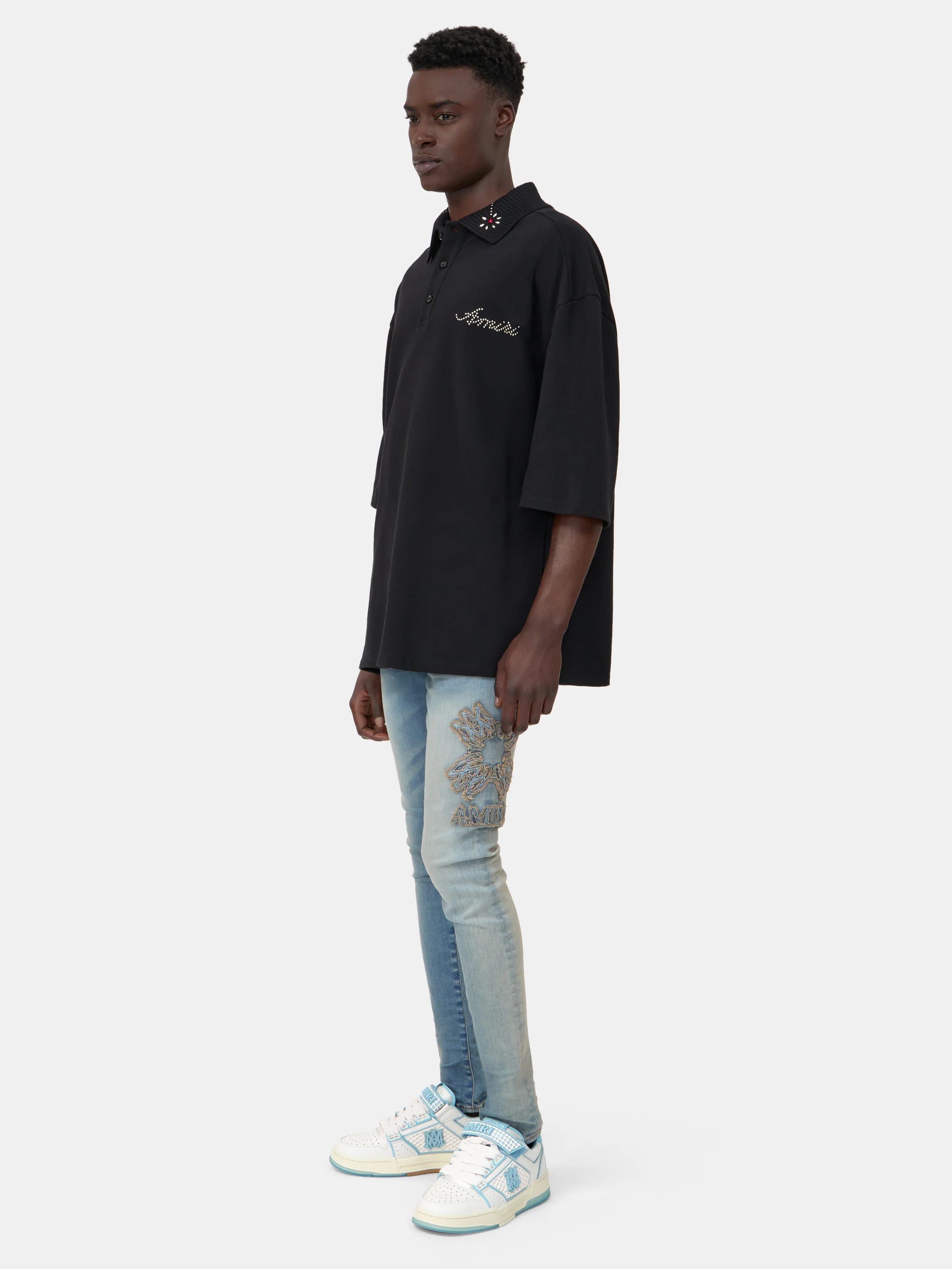 MA QUAD APPLIQUE SKINNY JEAN - Dust Indigo - Image 3