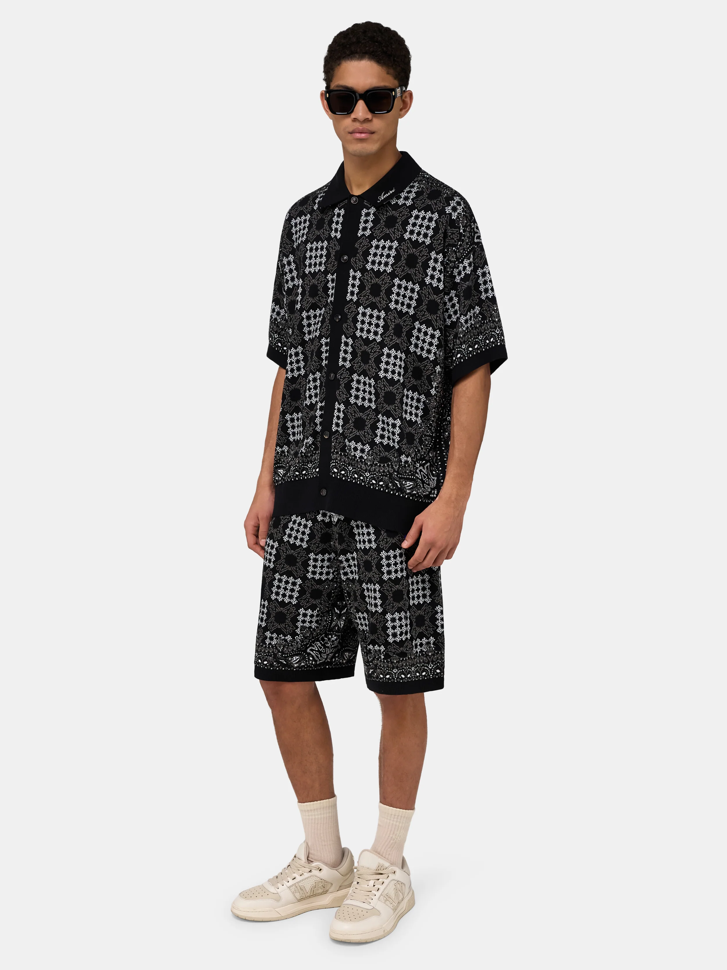 MA QUAD CHECK MESH KNIT SHIRT - Black - Image 3