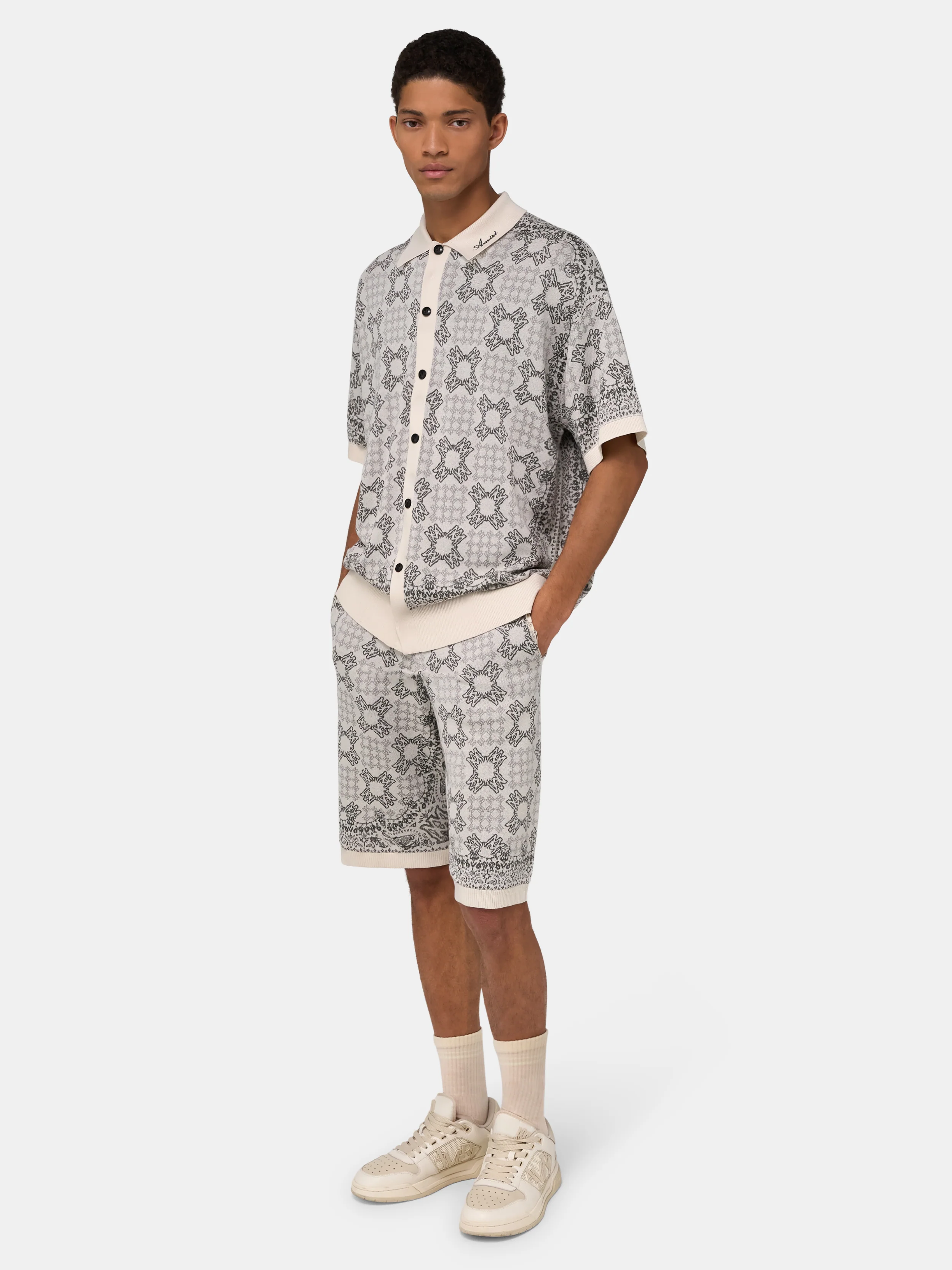 MA QUAD CHECK MESH KNIT SHORT - Alabaster - Image 3
