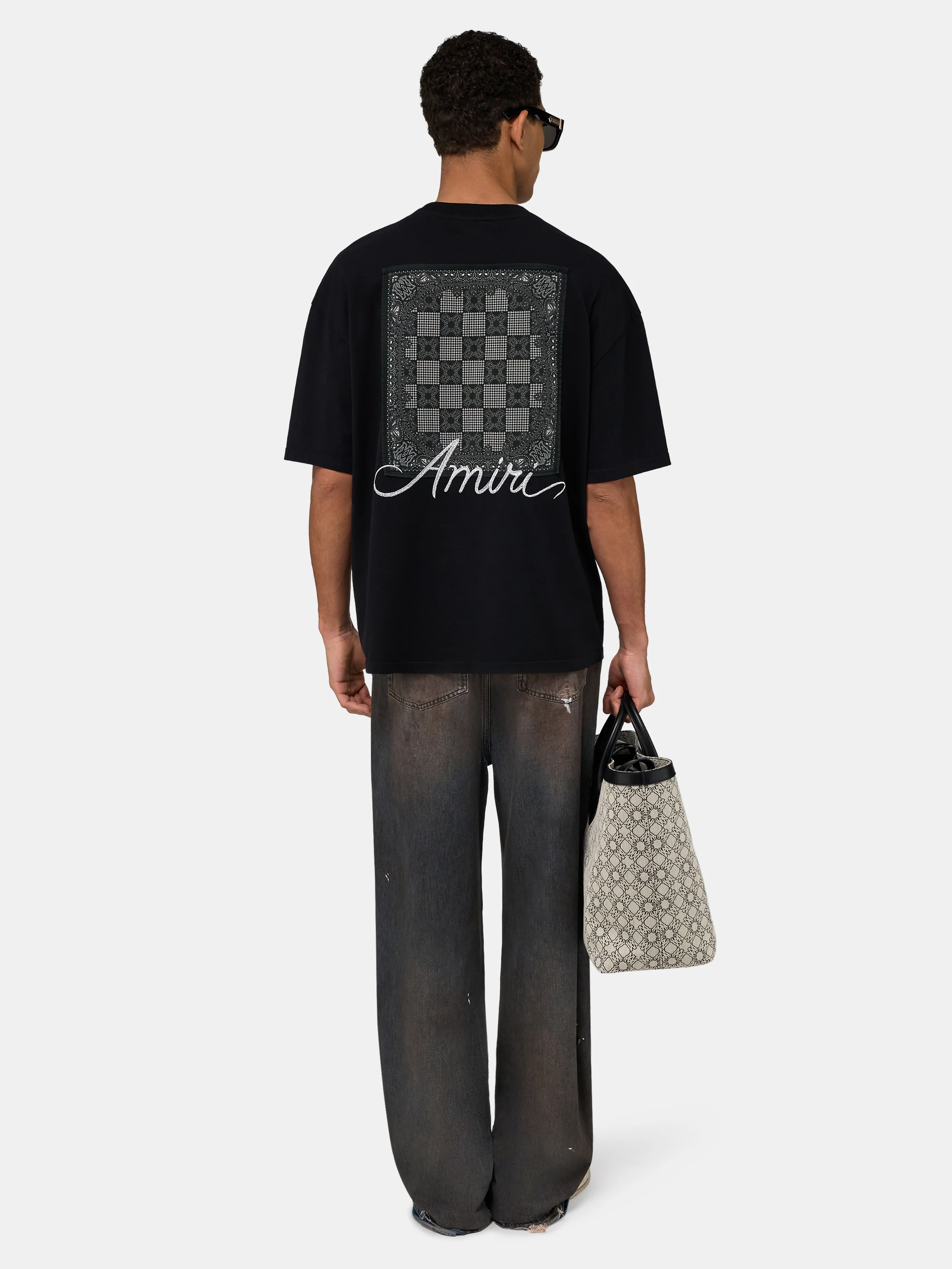 MA QUAD CHECKERBOARD OVERSIZED TEE - Black - Image 4