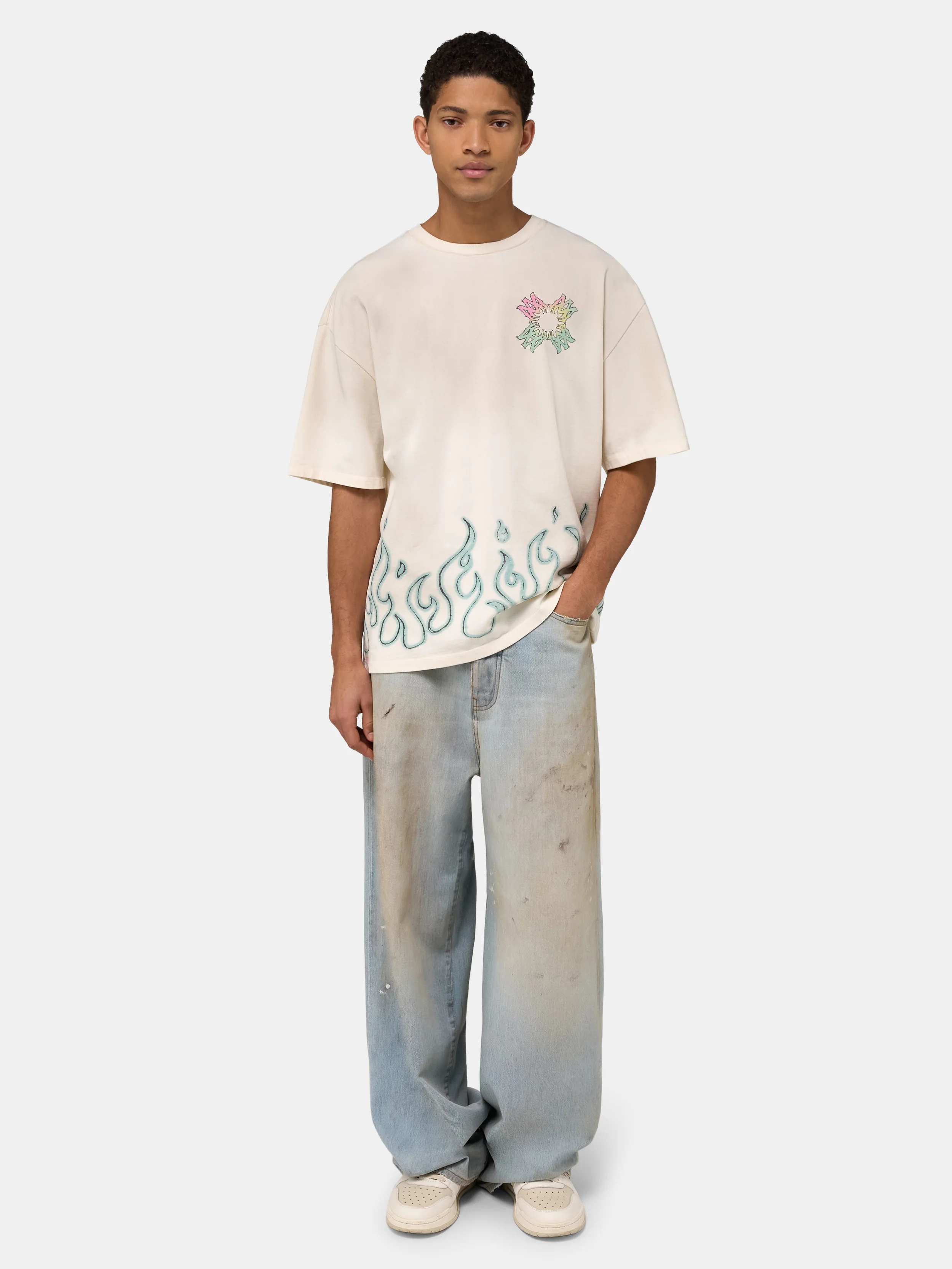MA QUAD FLAMES OVERSIZED TEE - Ivory - Image 2