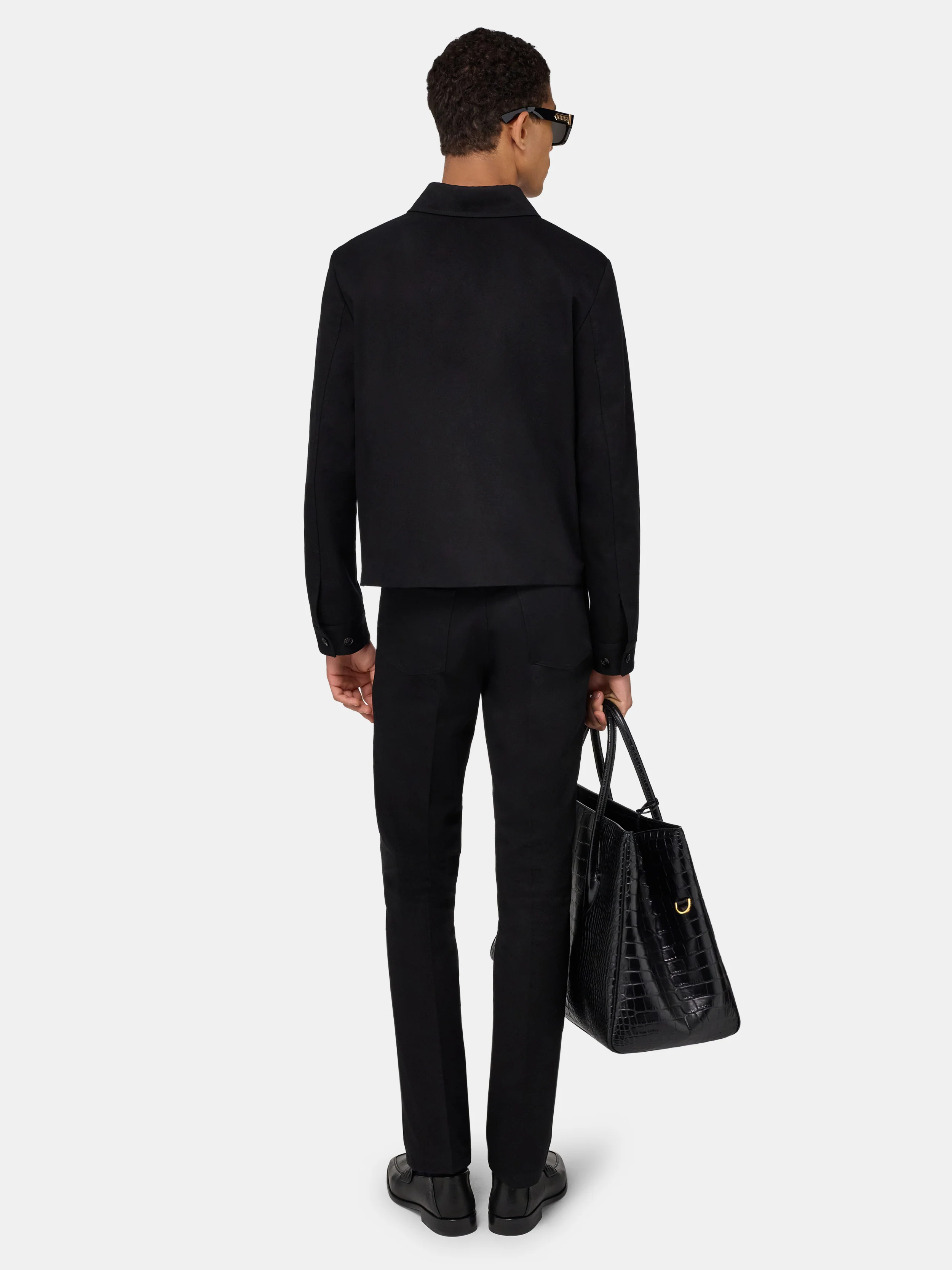 SCRIPT COLLAR SHIRT JACKET - Black - Image 4