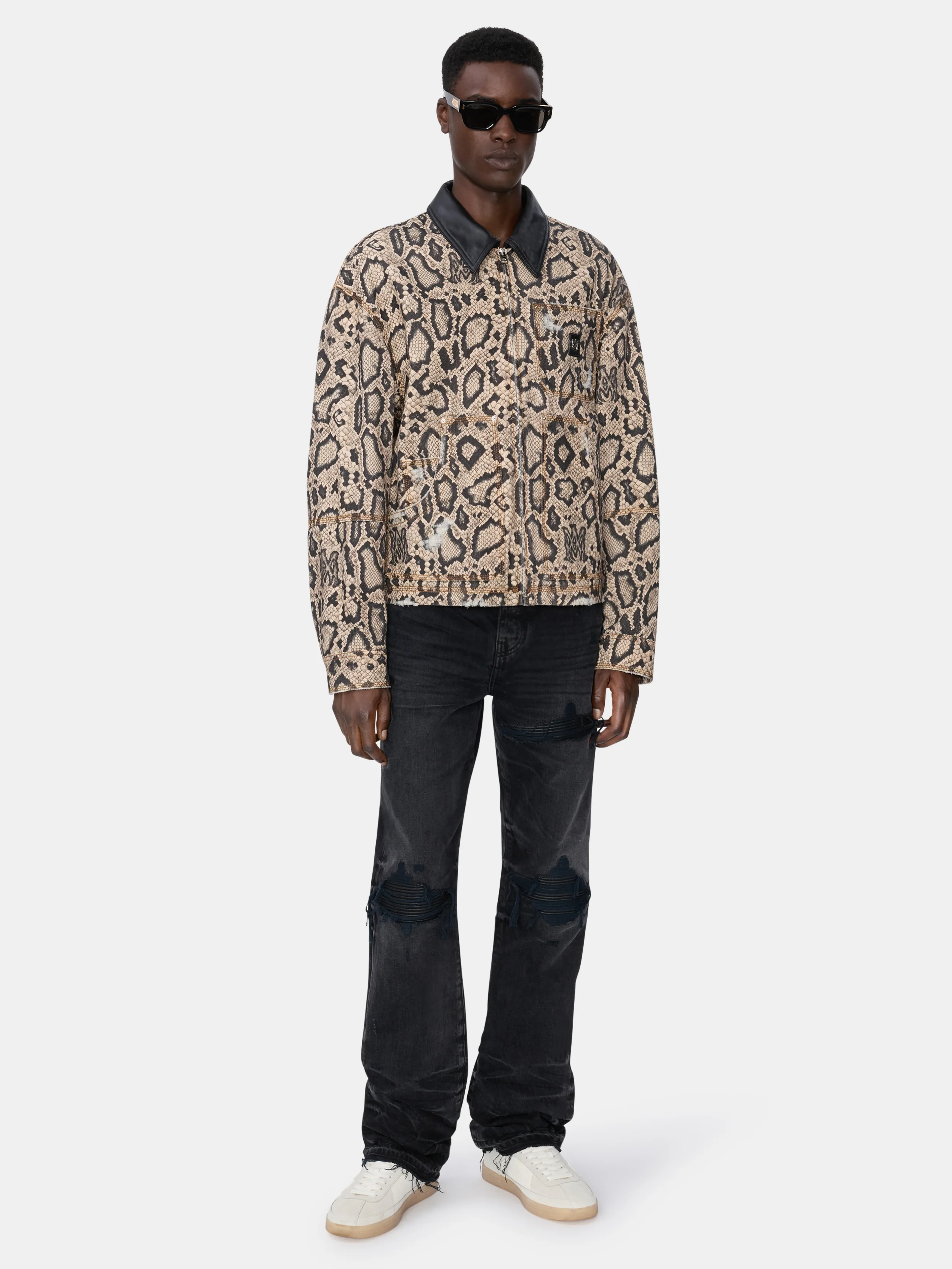 SNAKE DENIM WORK JACKET - Sand - Image 2