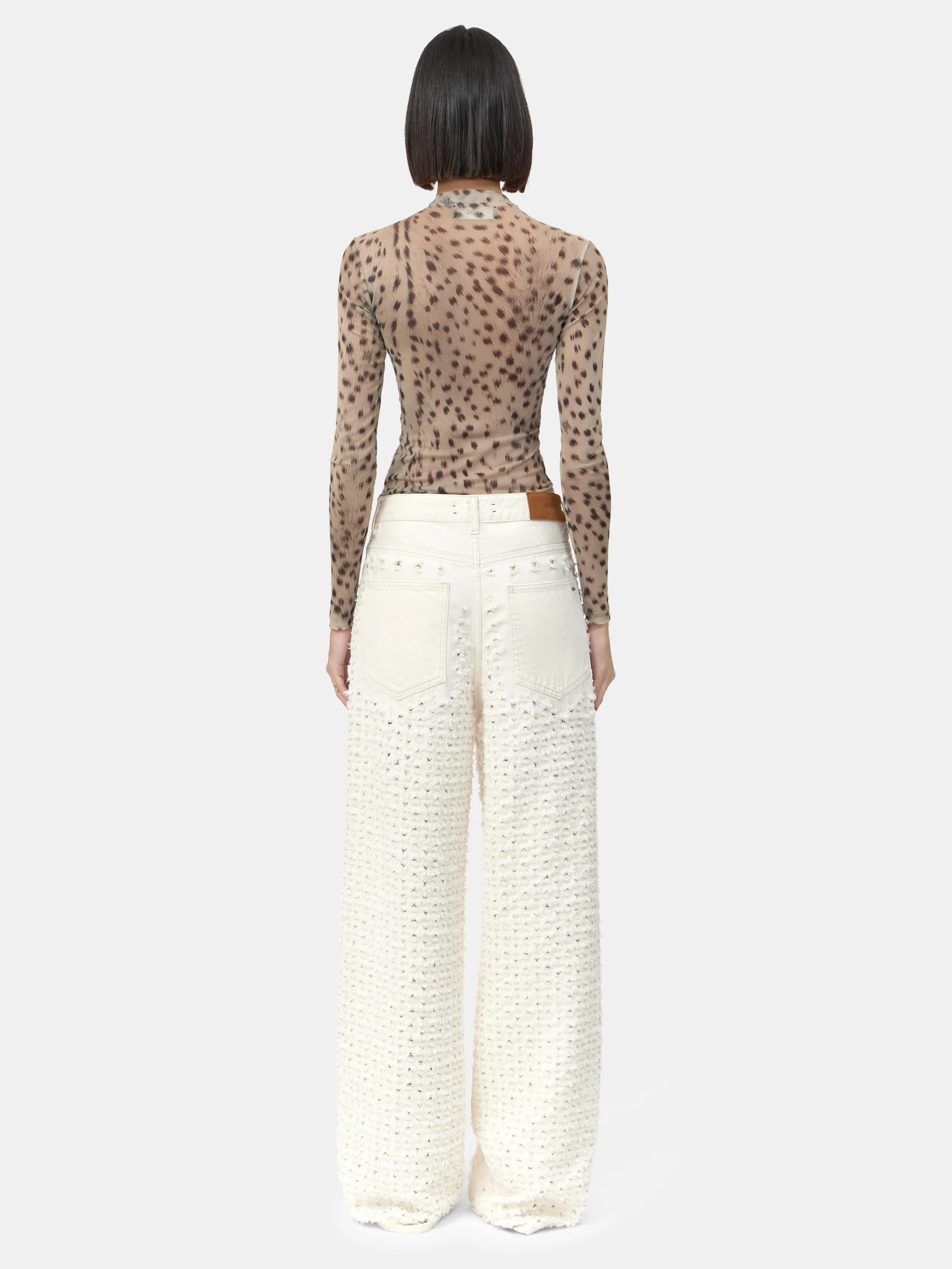 WOMEN - WOMEN'S BOUCLE DENIM STRAIGHT JEAN - Ecru - Image 4