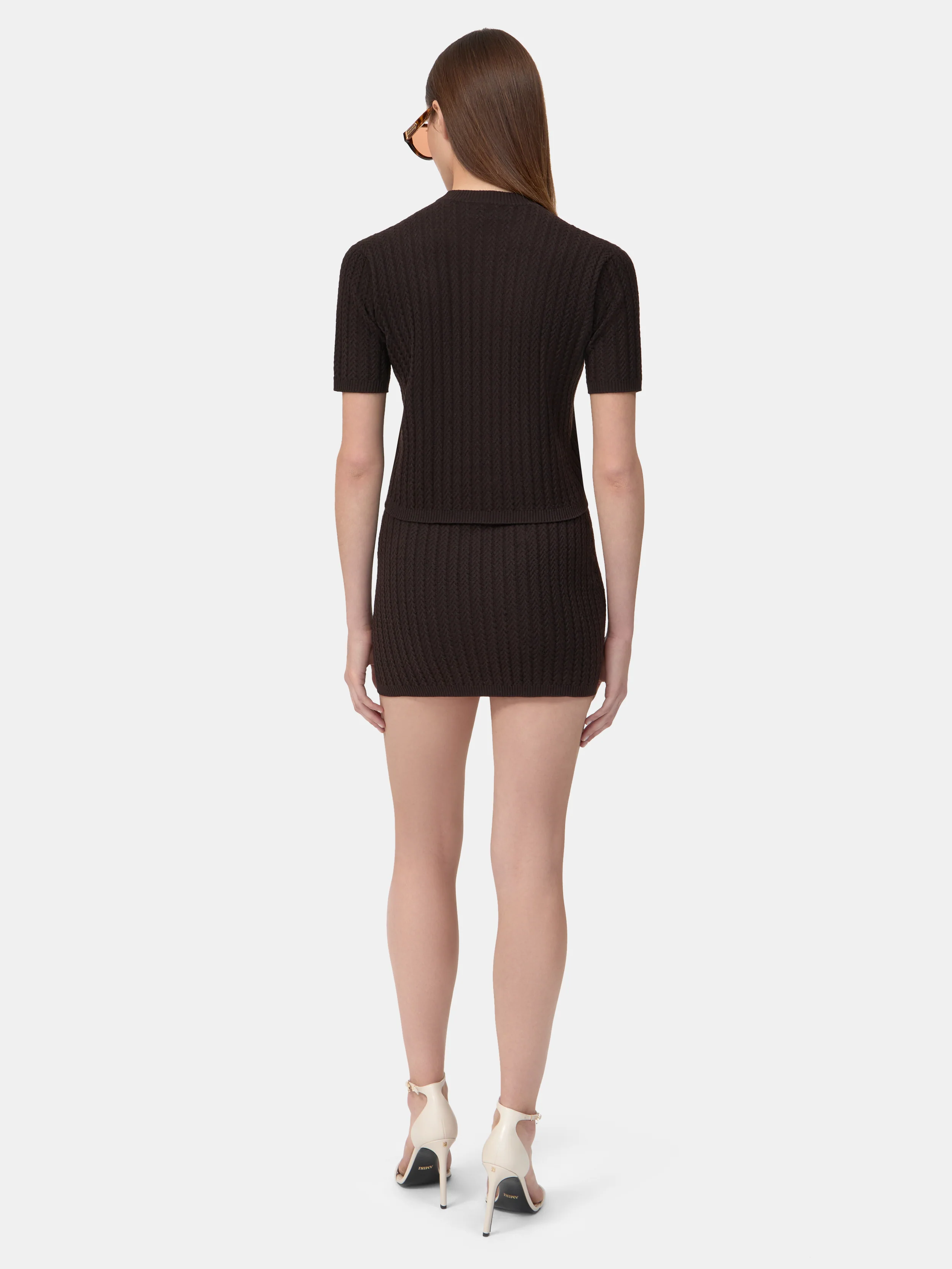 WOMEN - WOMEN'S MA CABLE KNIT TEE - Dark Brown - Image 4